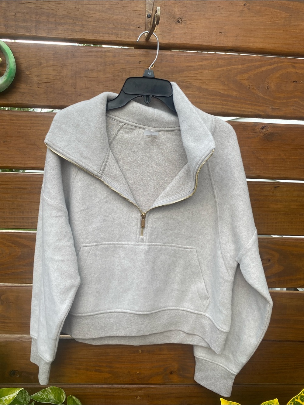 Cozy fleece Quarter-Zip Pullover Sweater - Light Gray Calia